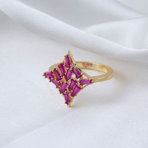 Ruby Baguette piedra forma geométrica anillo turco venta al por mayor hecha a mano joyería de plata 925 - Product Image 4
