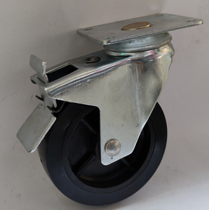 Roulettes industrielles robustes en caoutchouc élastique noir de 3 pouces, plaquées zinc, fixées ou pivotantes, pour chariot en fer, capacité 50-150 kg - Product Image 6