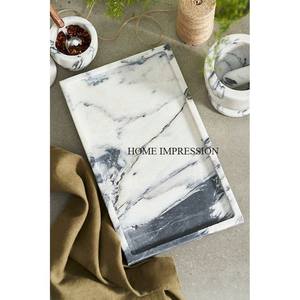 Attrayant Fancy Marble Table Top Plateaux De Service Alimentaire Blanc Qualité Supérieure Grand Plateau De Salle À Manger Rectangle Moderne Non Toxique - Product Image 1