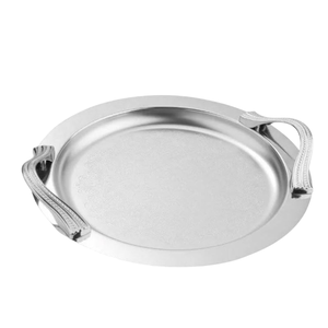 Bandeja de acero inoxidable con mango Floral dorado de diseño moderno, Decoración de mesa ecológica, bandeja para servir alimentos y galletas para Catering - Product Image 3