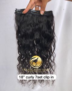 Venta al por mayor 100% Extensión de Cabello Virgen Crudo Sin Procesar Doble Trama 7 Set Rizado Clip-In Negro Mujeres Single Donor Machine Hair - Product Image 5