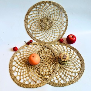 Bohemian Natural Seagrass Table Mat Handwoven Woven Dining Charger Plate Rustic Decor Wholesale <b>Christmas</b> New year Table Decor - Product Image 5