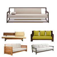 Meubles de jardin, style Chesterfield, canapé modulaire inclinable en bois de teck massif moderne, trois places, tissu et cuir, vente en gros