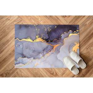 Tapis en marbre, Tapis en marbre violet, Tapis à l'encre d'alcool, Tapis de luxe, Tapis à poils doux - Product Image 5