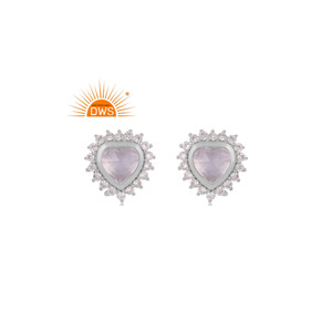 Mejor Venta de plata esterlina Zirconia cúbica natural y Arco Iris Luna piedra preciosa Stud pendiente joyería personalizada fabricante - Product Image 1