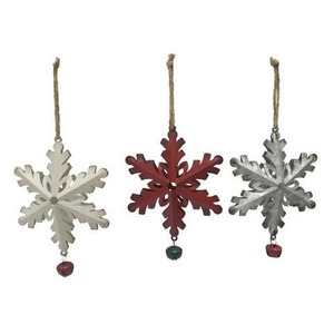 Navidad Color plata Metal Acrílico Copo de nieve Árbol de Navidad Decoraciones Suministros Adornos colgantes - Product Image 3