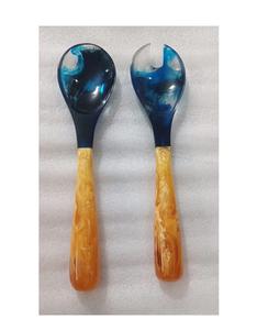 Ensemble de cuillère et de fourchette à salade en résine de qualité supérieure - Vaisselle de fête moderne et luxueuse, écologique et lavable au lave-vaisselle - Product Image 1