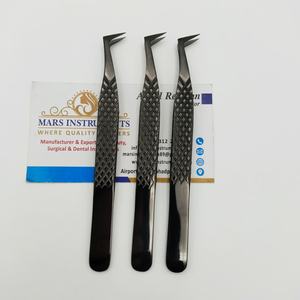 Punta de fibra de acero inoxidable Todo negro Mejor volumen Pinzas de extensión de pestañas Fabricante Pinzas de pestañas - Product Image 1