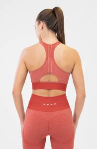 Sujetador deportivo sin costuras de alto soporte para mujer, diseño triangular acanalado, con tirantes en T de spandex/nailon, ajuste cómodo y flexible. - Product Image 5