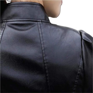 Chaqueta de Cuero Genuino para Mujer, Estilo Motociclista de Invierno, Transpirable, Rellena de Algodón, Diseño con Cierre Frontal - Product Image 2
