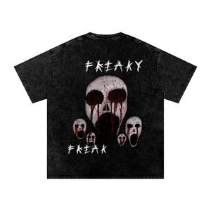 T-shirts pour hommes personnalisés, tricotés, surdimensionnés, imprimés à l'écran, vintage, en coton déchiré, à double gaufrage, à manches courtes, délavés à l'acide - Product Image 1