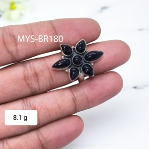 Bague en argent 925 avec pierre précieuse en onyx noir, forme mixte, bagues fines, prix de gros, bijoux - Product Image 1