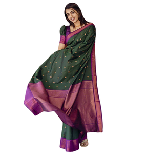 Designer de luxe pur Banarasi cuivre Zari tissage saree en soie douce indien et pakistanais vêtements de mariage et de fête du fabricant - Product Image 1