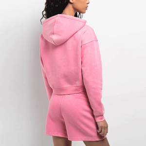 Femmes 2 pièces coton/polyester vêtements de sport survêtement respirant à capuche et short ensemble pour automne dames Jogging survêtement - Product Image 3