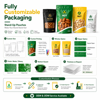 Sachet d'emballage refermable personnalisé en plastique et aluminium avec fermeture éclair pour fruits secs, aliments, collations, noix de cajou, pochette verticale à fermeture Ziplock