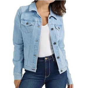 Respirant décontracté unisexe bleu jean veste imprimé Animal fermeture à glissière poitrine et poches latérales entraînement Yoga hiver Denim vestes - Product Image 1