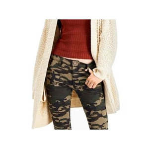 Cardigan Beige Scuro per Ragazze con Apertura Frontale, Taglia Grande, Invernale, con Stampa Jacquard Testurizzata, Lunghezza Corta - Product Image 3