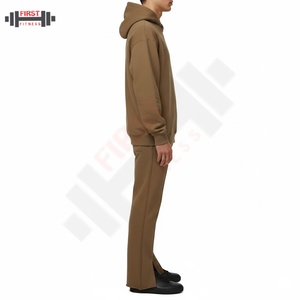 Ensemble de survêtement pour homme en molleton épais de 350 g, sweat à capuche oversize zippé et pantalon de jogging à jambe large, couleurs unies, luxe - Product Image 6