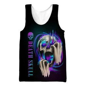Moto Biker moda personalizada calavera impresa 3D chaleco Unisex verano Casual Tank Tops Halloween Horror Harajuku Streetwear camiseta interior - Product Image 6