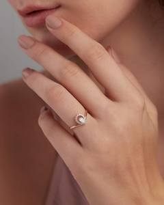 Anillo de compromiso con halo de diamantes cultivados en laboratorio con corte de pera en forma de lágrima, anillo de diamantes a juego con banda de boda curva tipo chevron para mujer - Product Image 6