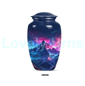 La mejor venta de urna conmemorativa de cremación con tema de Aurora Borealis para cenizas humanas, urna funeraria grande decorativa con bolsa de terciopelo gratis - Product Image 3