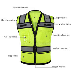 Chaleco de poliéster de alta visibilidad personalizado, ropa de trabajo de seguridad reflectante transpirable para construcción y trabajo en carretera, chaleco de alta visibilidad - Product Image 2