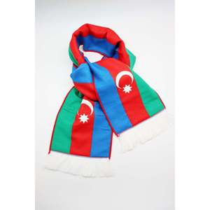 Écharpe tissée à pompons avec drapeau de l'Azerbaïdjan en tissu - Product Image 2