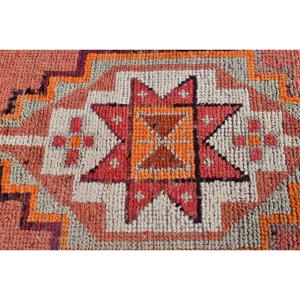 Alfombra Turca Vintage de 2.9x12.2 pies (88x372 cm), Alfombra Herki con Parches Naranjas - Product Image 5