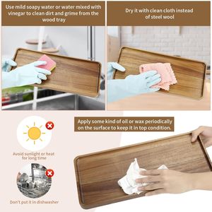 New Arrival Elegant Natural Color Decorative Wood Trays Hot Selling Wooden <b>Serving</b> Trays Coffee Table Kitchen Living Room <b>Dishes</b> - Product Image 5
