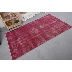 Tapis Turc Vintage Moderne Rouge Rouge Patchwork Design Grande Surface 3.5 X 6.2ft Laine 10mm Abstrait pour Couloir Tapis de Chambre en Latex - Product Image 2