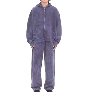 Conjunto de Sudadera con Capucha y Pantalones Deportivos Extra Grandes con Logotipo Personalizado, Estilo Vintage, Felpa Gruesa, Ropa Deportiva Unisex al por Mayor - Product Image 1