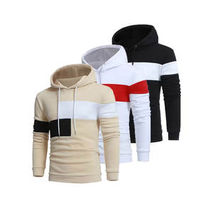 Sudadera con Capucha para Hombre y Jersey con Bloques de Color a Rayas y Ribete, Corte Holgado, Manga Larga, Informal, Abrigada para Invierno - Product Image 2