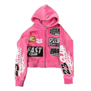 เสื้อครอปแบบมีฮู้ดสำหรับผู้ชายเสื้อผ้าฟรายซ์ฟอกสีกรดเสื้อผ้าฟรายซ์เทอร์รี่เฮฟวีเวต450 GSM โอเวอร์ไซส์มีซิป - Product Image 3