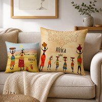 Housse de coussin décorative en polyester doux, motif Paysage de l'Afrique, style Art Safari Africain, pour canapé