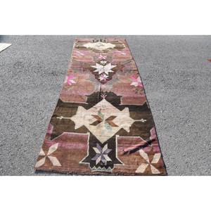Alfombra Kilim turca Vintage 3,9 X 10.2ft hecha a mano diseño clásico de retazos respaldo de látex de lana de alta calidad para sala de estar pasillo - Product Image 1