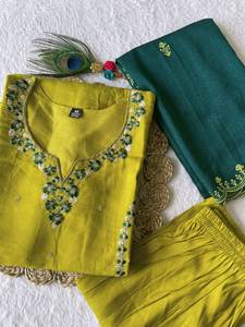 Traje de Salwar de seda hecho a mano de diseñador, vestido largo paquistaní Dupatta para adultos, fiesta, boda, estilo de moda, indio paquistaní - Product Image 6