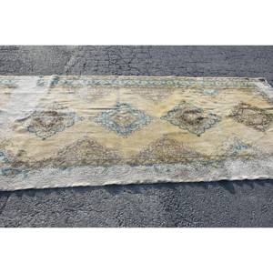 Alfombra de lana hecha a mano clásica Beige azul de 5x12,5 pies, respaldo de látex rectangular de retazos de estilo turco para sala de estar, dormitorio, felpa de piel - Product Image 3