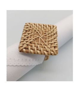 Porte-serviettes pour cadeau Artisanat fait à la main Rond de serviette en rotin nouvellement conçu Personnaliser l'emballage pour l'utilisation de table de fête de mariage - Product Image 4