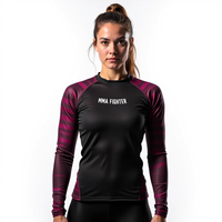 Yüksek Kaliteli MMA BJJ Rash Guard, Sıkı Kesim, Uzun Ömürlü Süblimasyon Baskılı Ön Logolu, İki Kollu Versiyon (Kadınlar İçin)