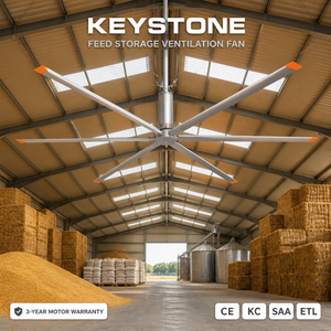 Keystone Durable HVLS Ceiling Ventilation Fan Optimize Air Quality & Humidity Control for Dairy Farm Feed Storage Zone - Product Image 1