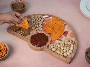 Meilleures ventes de copeaux de bois fabriqués à la main et plateau de trempette avec bol utilisé pour servir des collations Restaurant Hôtel - Product Image 2