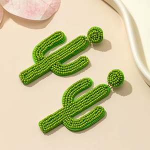 Pendientes Modernos Geométricos con Cuentas de Semillas, Diseño Triple Cuadrado, Joyería de Moda, Calidad de Exportación - Product Image 1