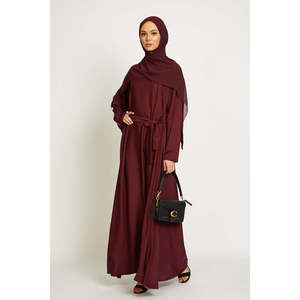 Abaya fermée à coupe marron profonde avec parapluie Vêtements et accessoires traditionnels musulmans - Product Image 4