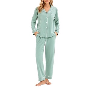 Ensemble de pyjama décontracté en coton pour femme, robe tissée, taille élastique, doux et respirant, idéal printemps-été-automne, motif lettres décontracté - Product Image 2