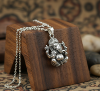 Collier pendentif Ganesha en acier inoxydable, fait main, vintage, bijoux spirituels hindous, chaîne à maillons rhodiés, plaqué or 24 carats, cadeau pour femme
