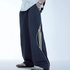 Pantalones de pierna ancha informales de alta calidad para hombre, cómodos, ligeros, de algodón, a media cintura y elegantes - Product Image 3