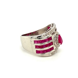 Lujo para mujer. Joyería de boda de plata de ley sólida 925 Anillo de fiesta hecho a mano Anillos finos de rodio de diamante de rubí natural - Product Image 2