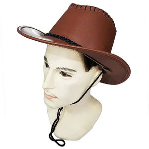 Chapeaux de cowboy en cuir de haute qualité, tressés, résistants à l'eau, vente en gros, approvisionnement en vrac, étiquette privée, chapeaux western pour hommes, ODM OEM - Product Image 1
