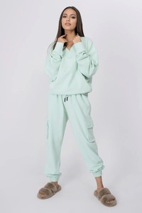 Women Custom Logo Sportswear Sweat Suit Workout Fitness Fleece Plus Size Sweatshirt and Sweatpants Tracksuit for Women - Product Image 5