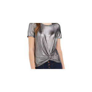 Top Sportivo Love Fire per Ragazze Junior, Argento Metallizzato con Dettaglio Intrecciato Frontale, Taglia Piccola, Traspirante, in Spandex Stampato per Fitness - Product Image 2